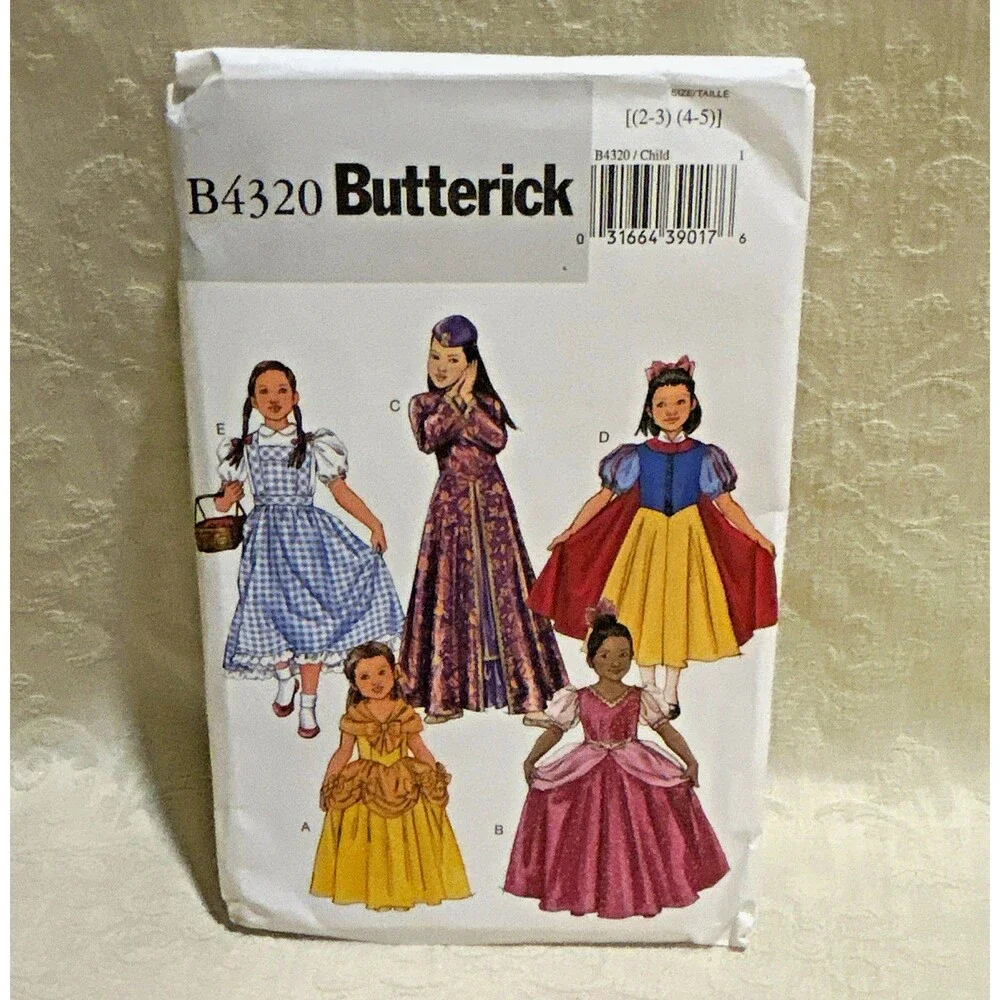 Butterick B4320 Childrens Princess Costume Sewing Pattern Sizes 2-5 Uncut